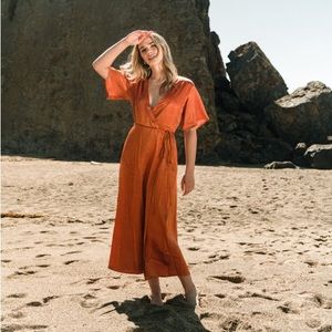 Whimsy + Row Lola Wrap Dress Rust